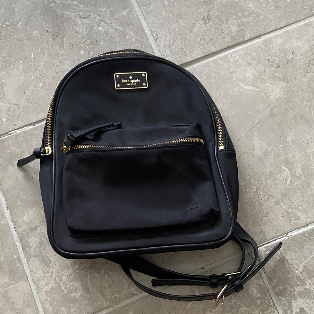 Kate Spade Black Backpack with Gold Zippers